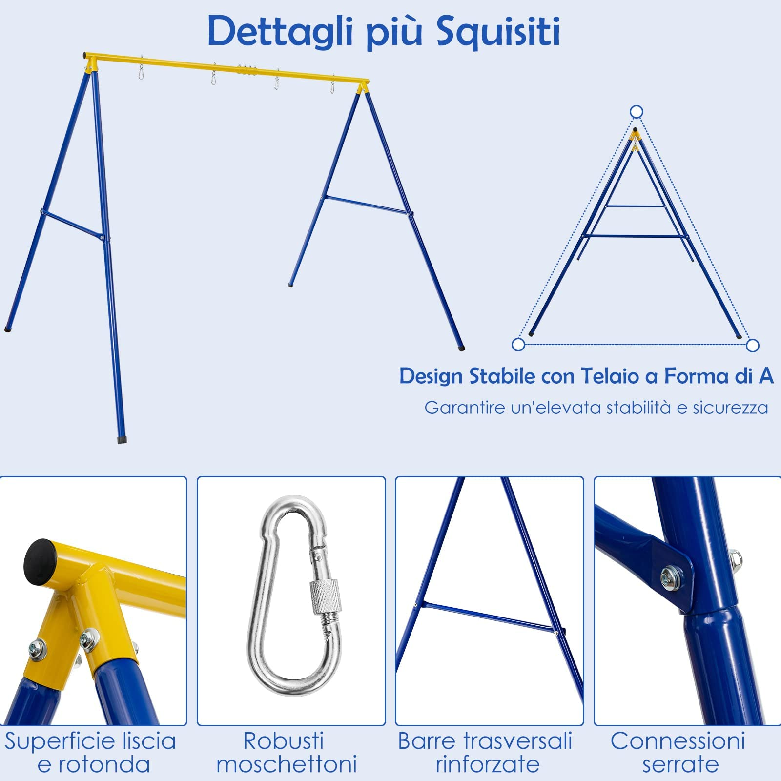 RELAX4LIFE Supporto per Telaio per Altalena a Forma di A, Carico Massimo 300 kg, in Ferro Resistente per Bambini e Adulti, Extra Large, Adatto per la Maggior Parte delle Altalene
