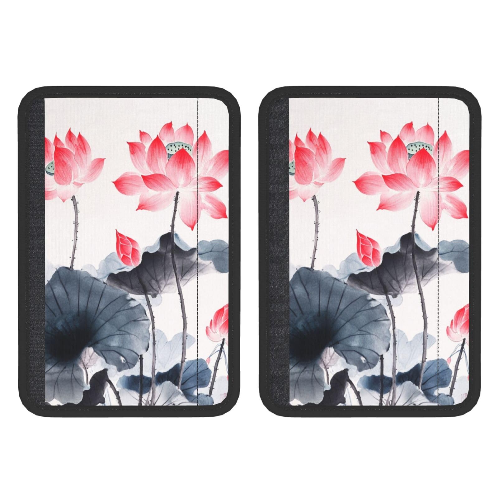 Lotus Flowers and Leaves Chinese Art Car Seat Belt Cover 2 Pack Seatbelt Strap Shoulder Pad Protector Universal Comfort for Car