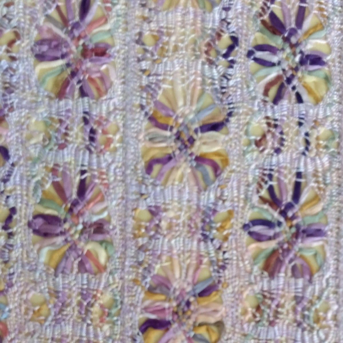 龍村美術織物 正絹九寸開き名古屋帯京袋帯 葡萄唐草文錦 白中金