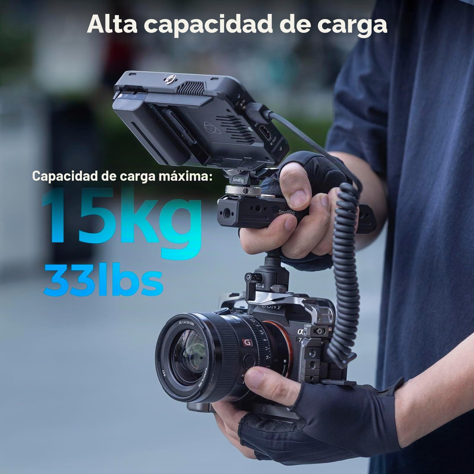 SmallRig Mango superior giratorio con pinza NATO, mango superior ligero NATO para jaula de cámara, capacidad máxima 15 kg, rotación de 360°, con soporte de garra y agujeros roscados de