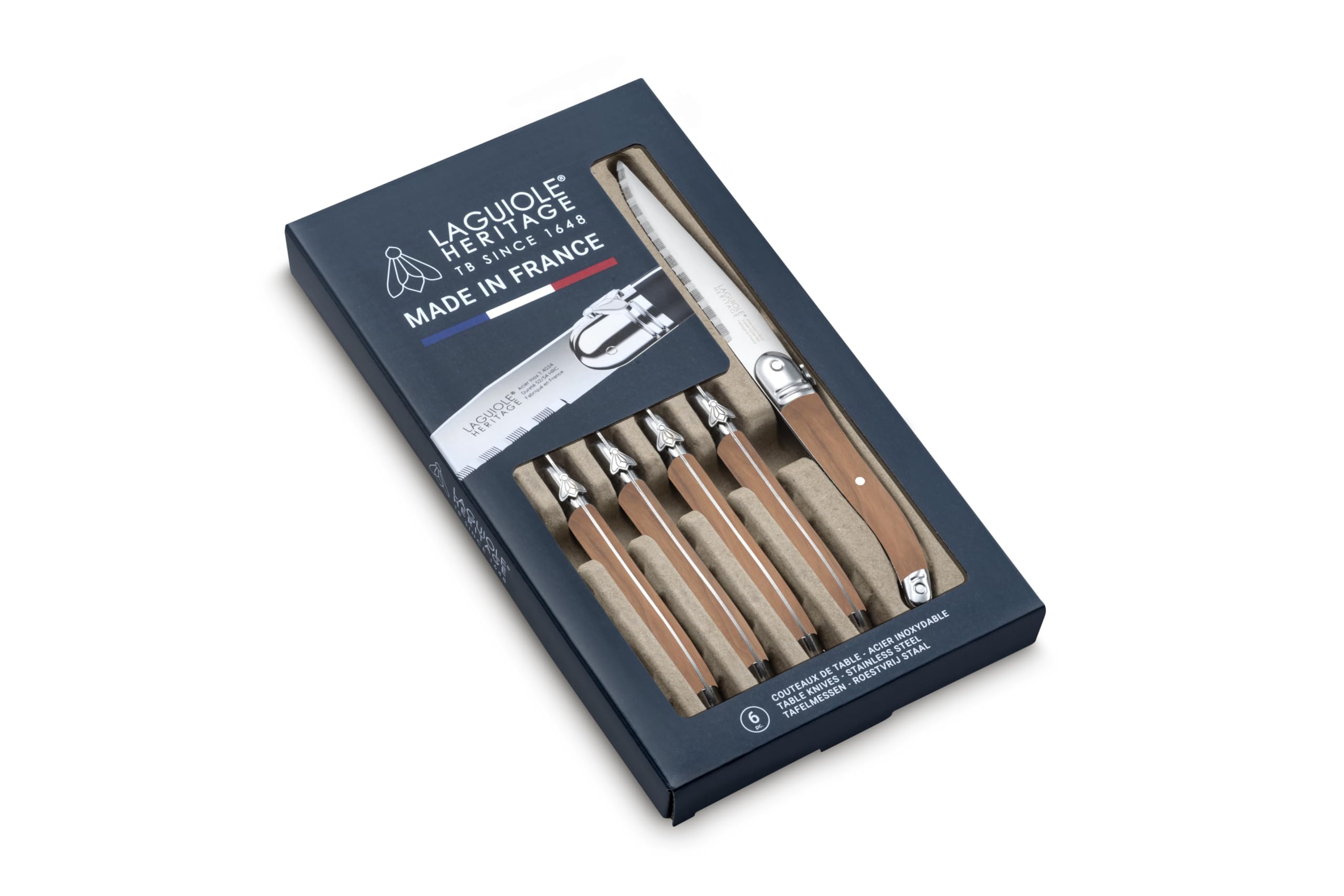 Coffret de 6 couteaux - Laguiole Héritage - Made In France (Bois Clair)