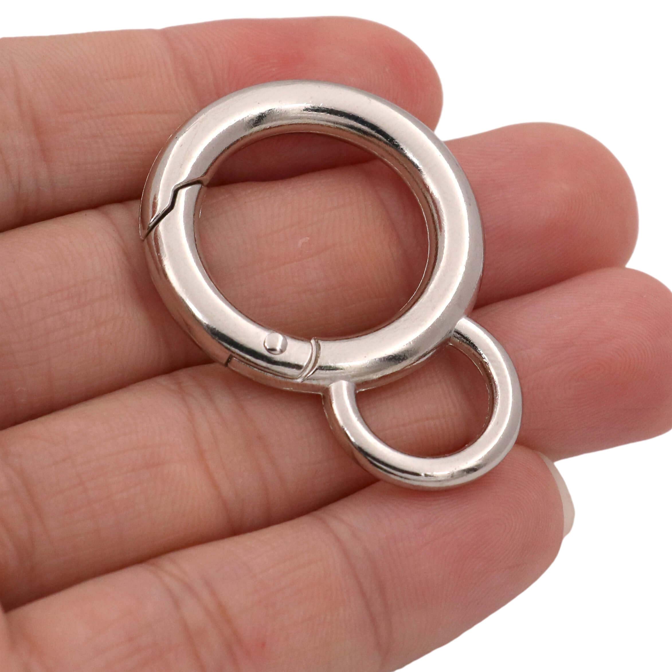 BIKICOCO Spring Gate Ring with Loop O-Ring Clasp Push Gate Snap Hook Bag Clasp Spring Buckle, Silver - 10 Pcs - Image 3