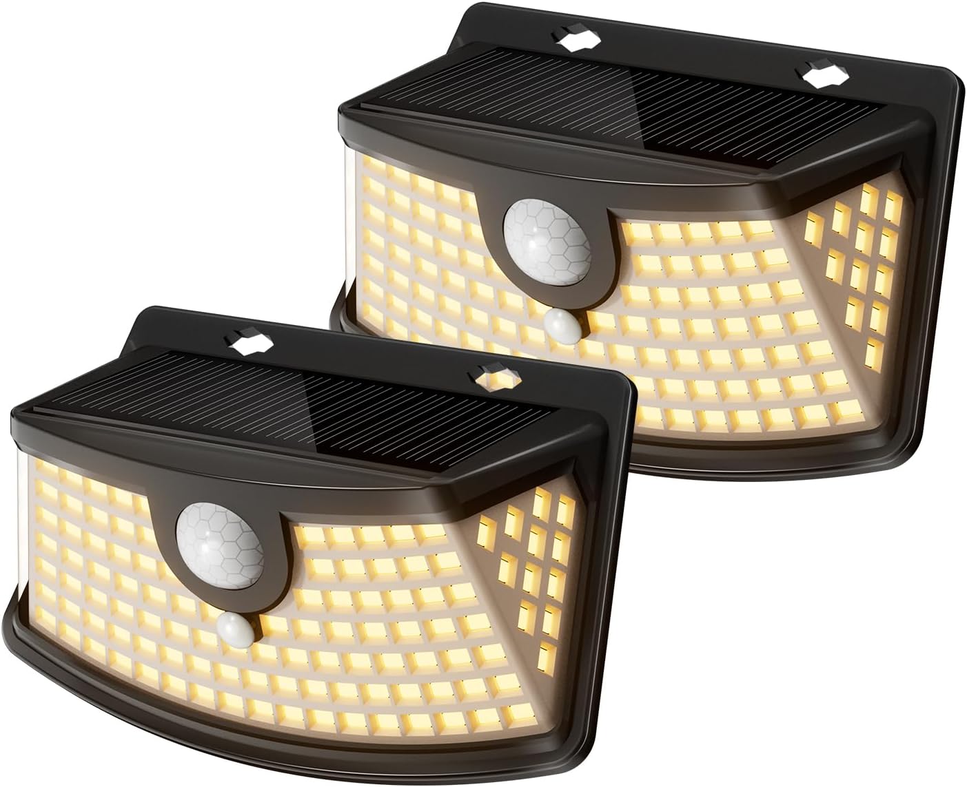 Aootek Solar Motion Sensor Lights 120 LEDs with Lights Reflector,270 Degree Wide Angle, IP65 Waterproof, Step Lights for Front Door, Yard, Garage, Deck(2-Pack)