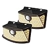 Aootek New Solar Motion Sensor Lights 120 LEDs with Lights Reflector,270° Wide Angle, IP65 Waterproof, Step Lights for Front Door, Yard, Garage, Deck (Black, Warm White, 2-Pack)
