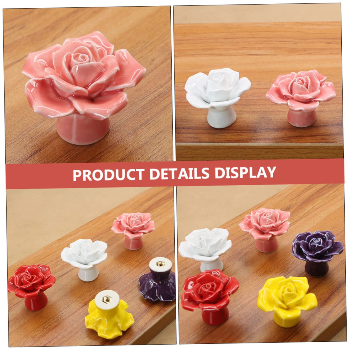 6 Pezzi Manico in ceramica rosa maniglia per tirare la porta pomelli per porte per armadi decorativo antico toeletta maniglia porta maniglie pomelli per cassetti