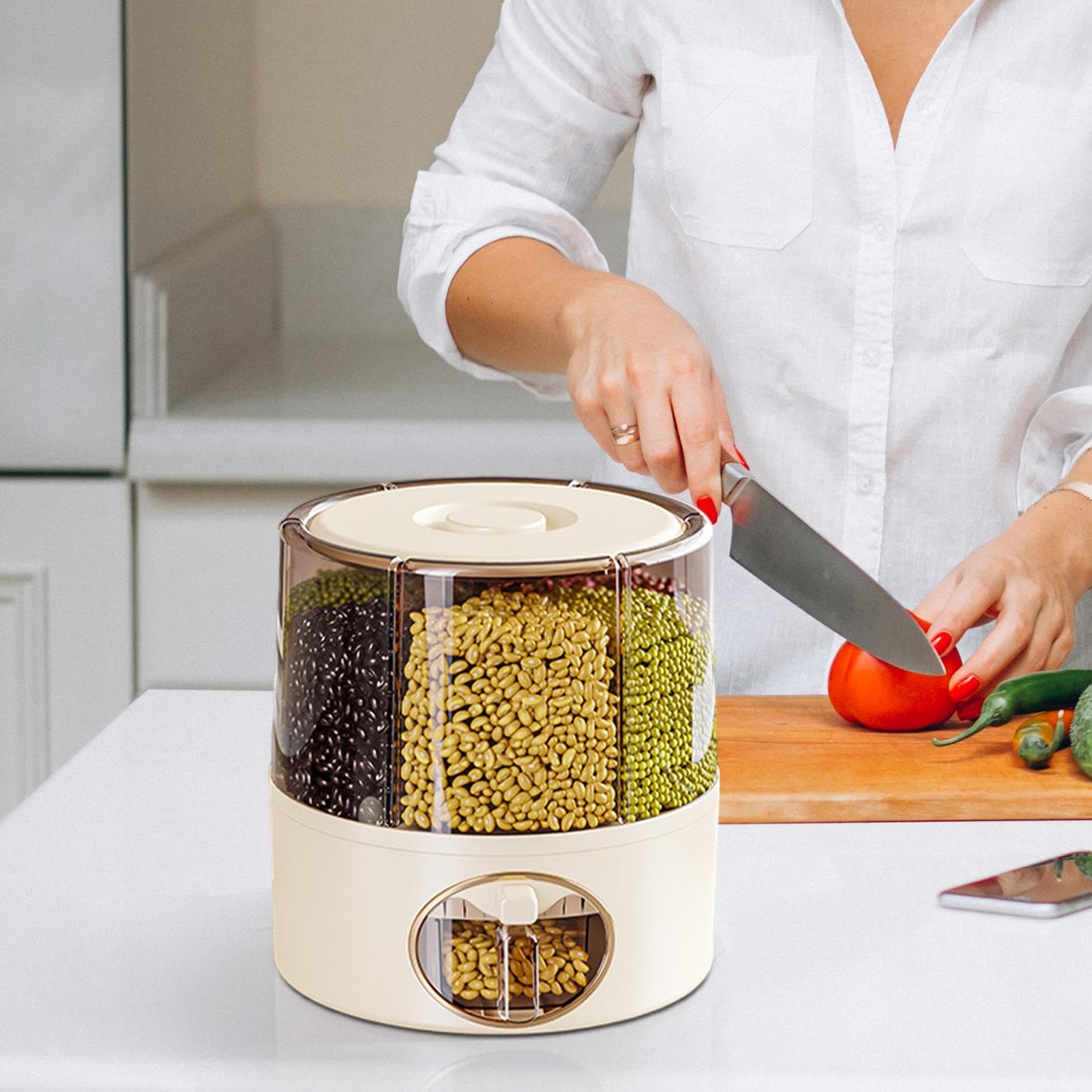 Genérico Cubo De Arroz Para Arroz - 6 Simulacros Para Alimentos Secos | Contenedor De Cocina Con Un | Organizador De Cereales, Legumbres, Pastas, Y Alimentos Secos Para Doméstico