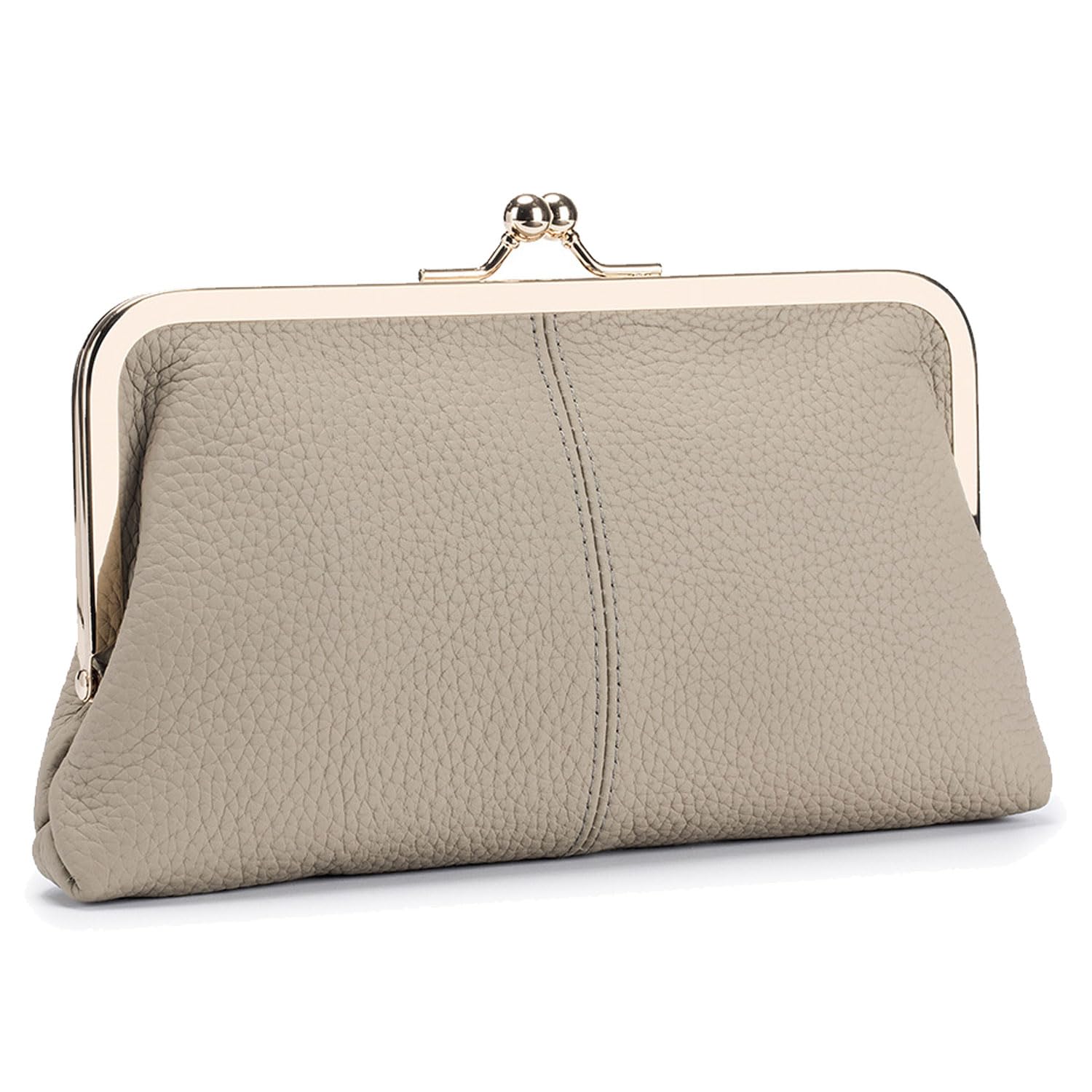 Karoukee Soft Genuine Leather Wallet for Women Vintage Style Ladies Cell Phone Purse with 8 Card Slots, Kiss-lock Closure