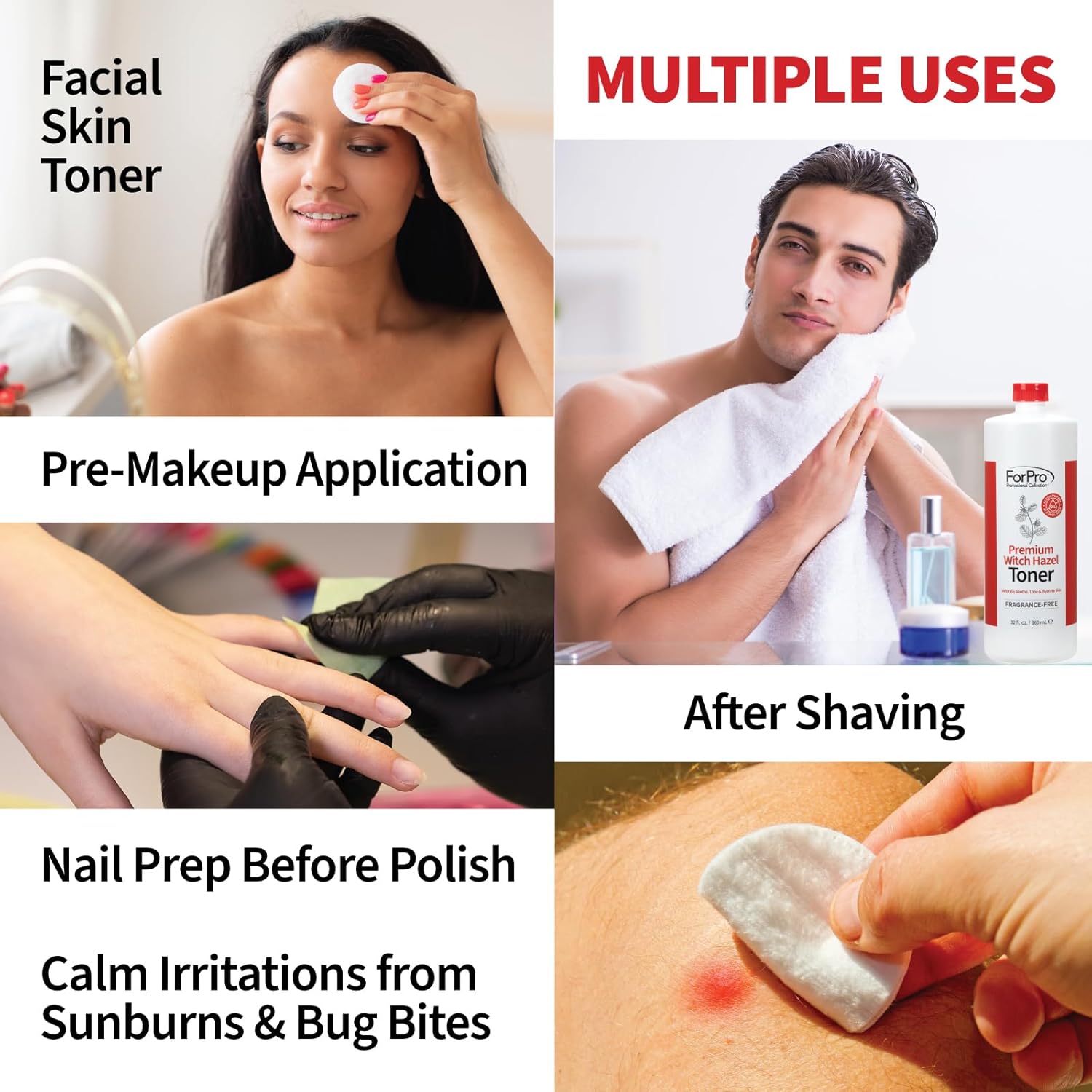 ForPro Premium Witch Hazel Toner, Alcohol-Free, Naturally Soothe, Tone & Hydrate Skin, Vegan, Fragrance-Free, 32 Fl Oz - Image 5