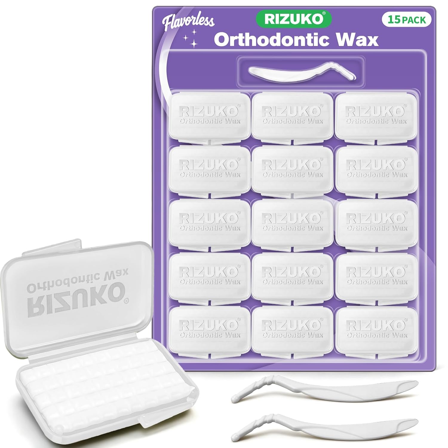 Orthodontic Wax for Braces 15-Pack Pre-cut 750 Braces Wax Dots Dental Care Orthodontic Wax Strips with Hygienic Individual