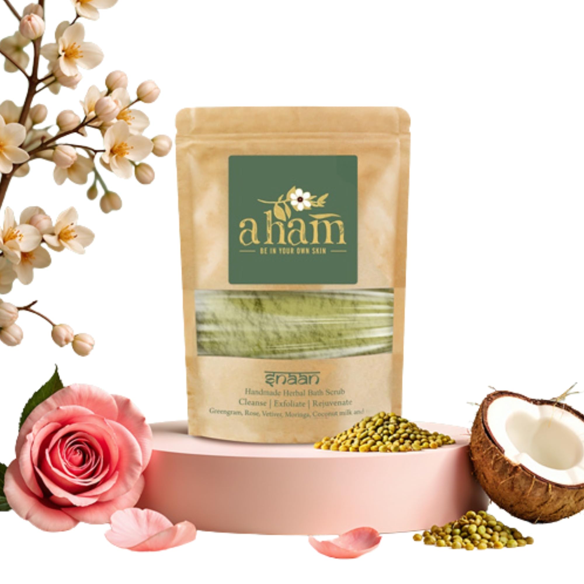 aham roots Snaan Herbal Bath Scrub | Natural Ayurvedic Body Exfoliator | Deep Cleansing Ubtan for Glowing Skin | Chemical-Free Herbal Scrub-image-45