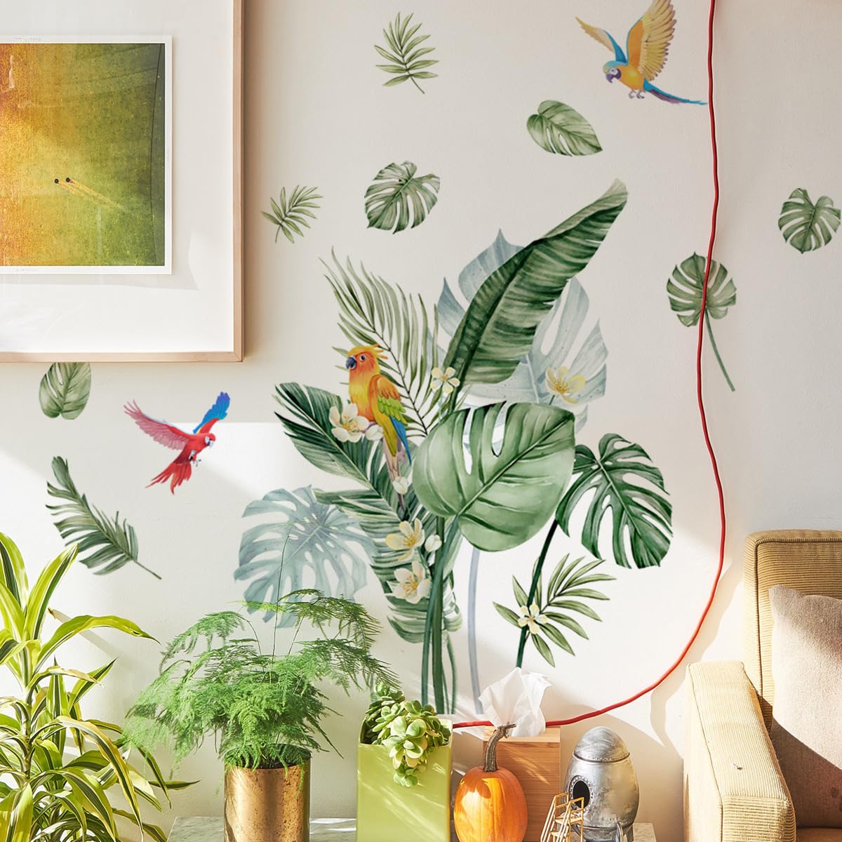Camera Da Letto Adesivi Murali Foglie Tropicali Grandi - Decorazione Parete Boho Per Casa Adesivi Vinile Per Pareti