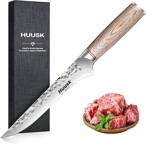 Miniatura 2 de Huusk Cuchillo japonés profesional de cocina para deshuesar y gyutou para cortar huesos de carne y verduras cuchillo de chef afilado de acero de