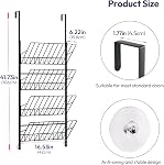SWTYMIKI Over The Door Shoe Rack - Adjustable 4 Tier Hanging Shoe Organizer, Metal Heavy Duty Behind Shoe Storage or Wall Mount Shoes Shelf for Flats, Heels, Sneakers, Boots