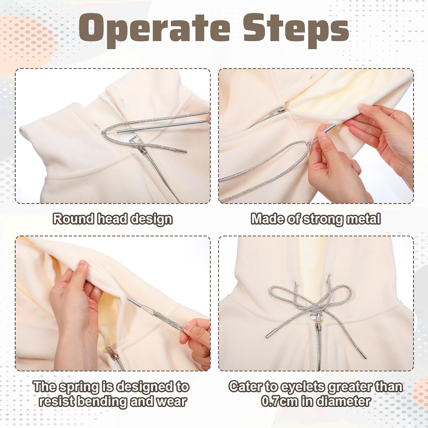 3PCS Drawstring Threader Tool, Hoodie String Threader for Hoodie String Replacement for Pants, Jackets, and Sweatpants