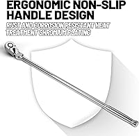 Vista 6 de Mango de trinquete de accionamiento de 1/2 pulgada, trinquete de cabeza flexible de 1/2 trinquete de mango largo, trinquete de cabeza giratoria