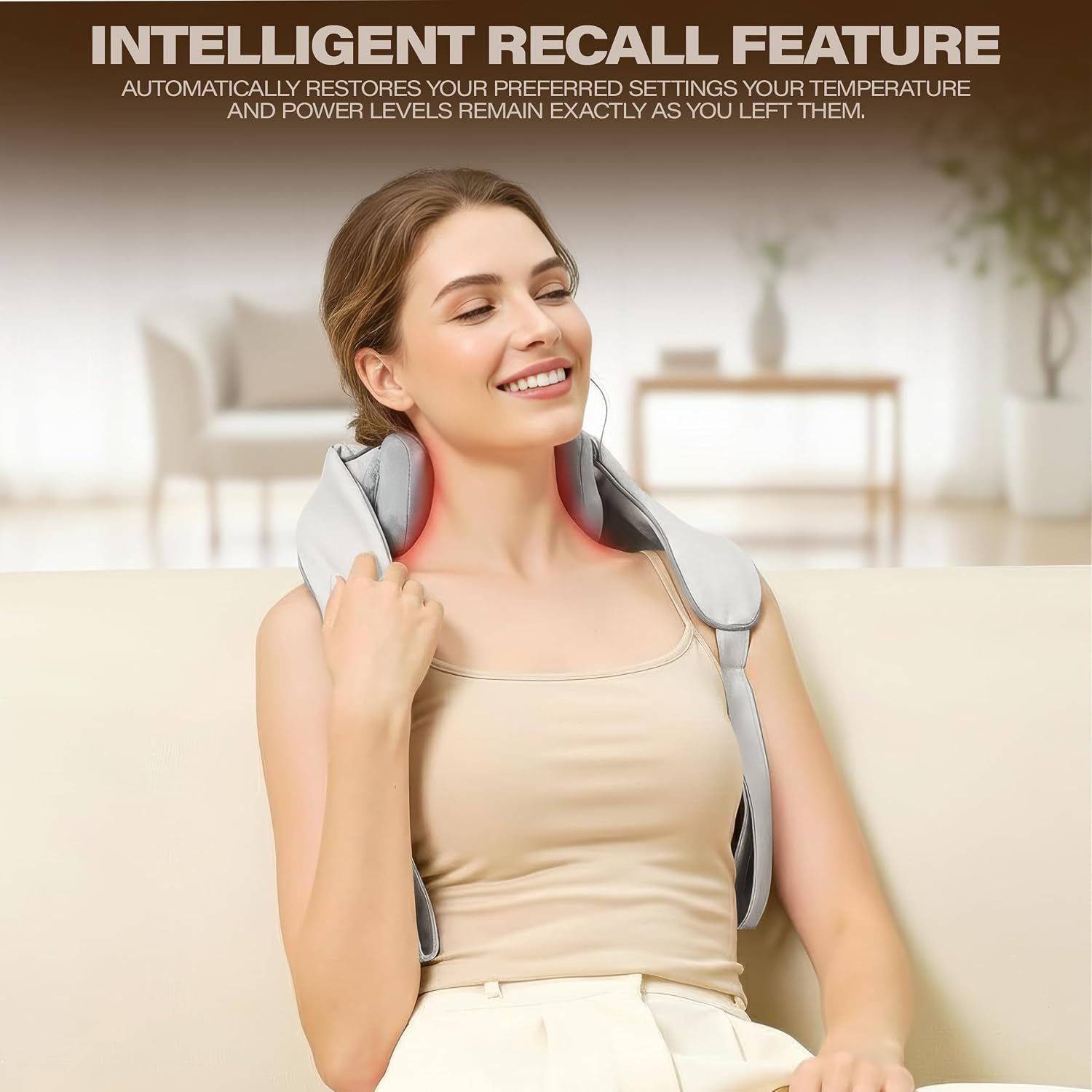 Rechargeable Shiatsu Neck and Back Massager with Heat, 4D Deep Tissue Kneading, Chordless Shoulder and Body Muscle Massager for Pain Relief