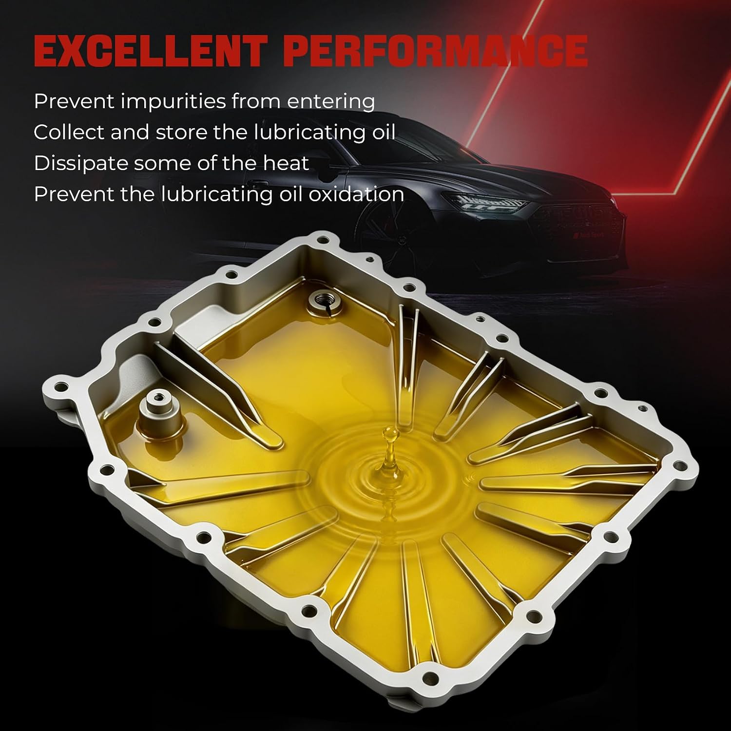 Upgraded aluminum Transmission Oil Pan with Magnetic Drain Plug/Gasket Compatible with BMW 335is 2011 2012，2013, 135i 2011-2013, M5 2013-2016, Z4 2009 2010-2016,M6 Gran Coupe 28107842828 (Silver)