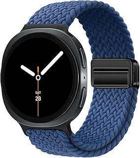 Pulseiras trançadas elásticas compatíveis com Samsung Galaxy Watch 8 de 40 mm e 44 mm/Galaxy Watch 8 Classic de 46 mm, pulseira esportiva de nylon elástico para Galaxy Watch 8 2025 feminino e