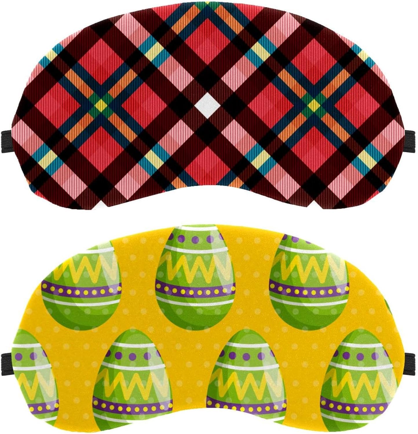Confezione da 2 maschere decorative per occhi a forma di uovo di Pasqua con figure per dormire, maschera per dormire, morbida copertura per gli occhi per viaggi, pisolino, aereo, blocco della luce