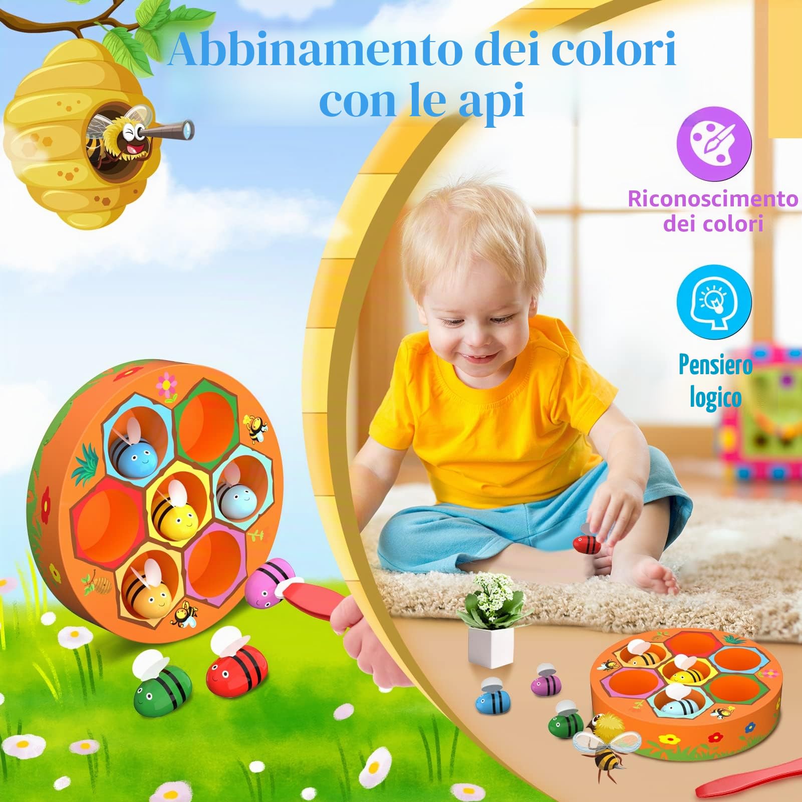 Uping Giochi Montessori Giocattolo di Legno Gioco di Pesca Magnetico Giochi Bambino 3 Anni e più Giocattoli Bambino Educativi Regalo Ragazzi Ragazze