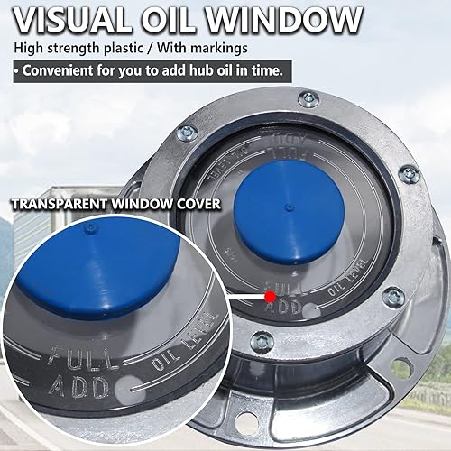 Miniatura 3 de 2 tapas de cubo de aluminio 343-4009 para eje de remolque, 3434009 tapas de cubo de 6 agujeros con tapones de tubo laterales y 2 tapones de goma