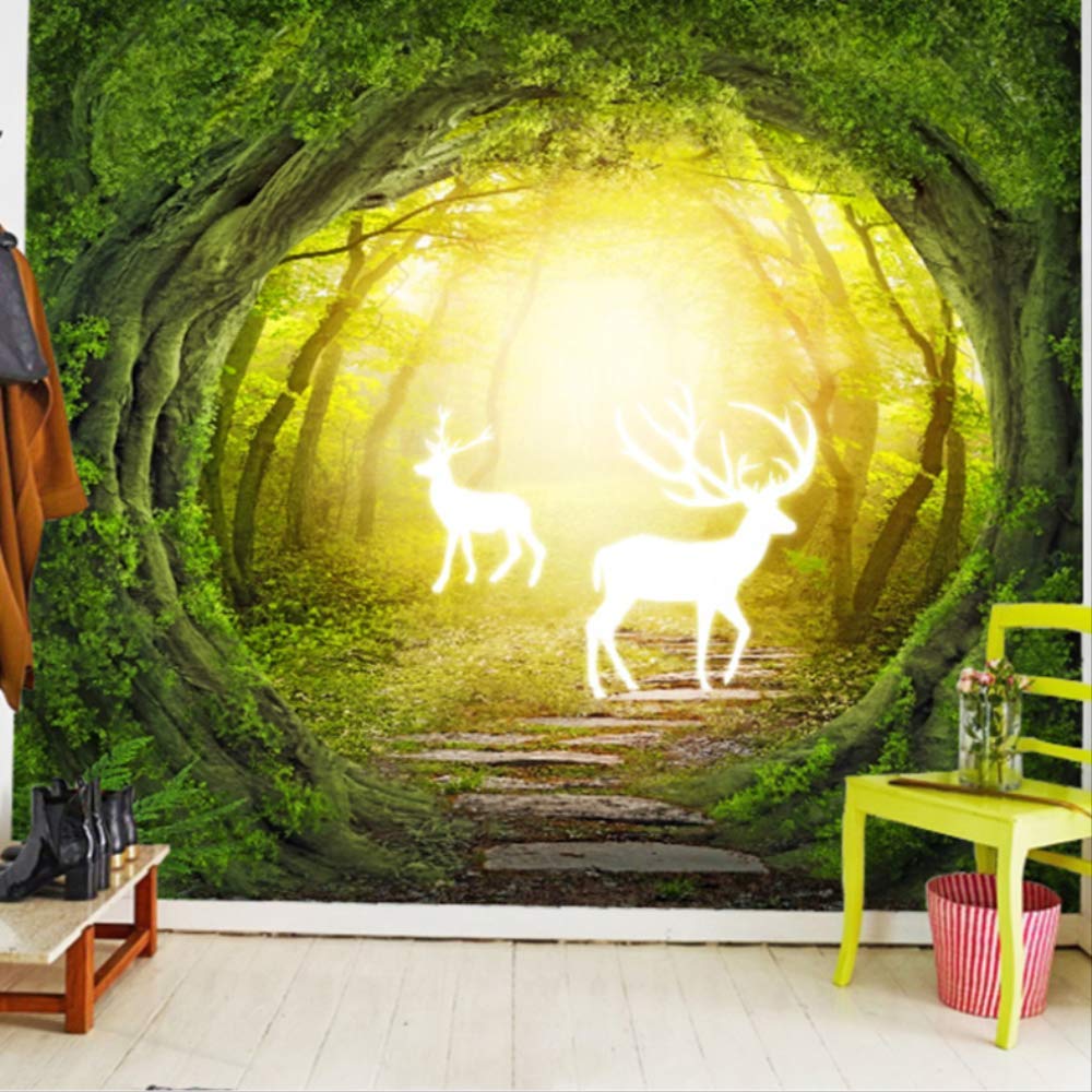 Papier Peint Cerfs 3D pour Agrandir une Chambre - Décor Panoramique Salon 200x140