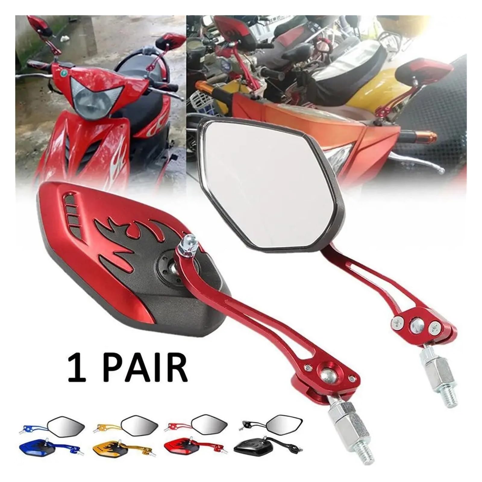 Specchietto Retrovisore Moto Girevole A 360° | Accessori di modifica universale for scooter elettrico regolabile(Gold)