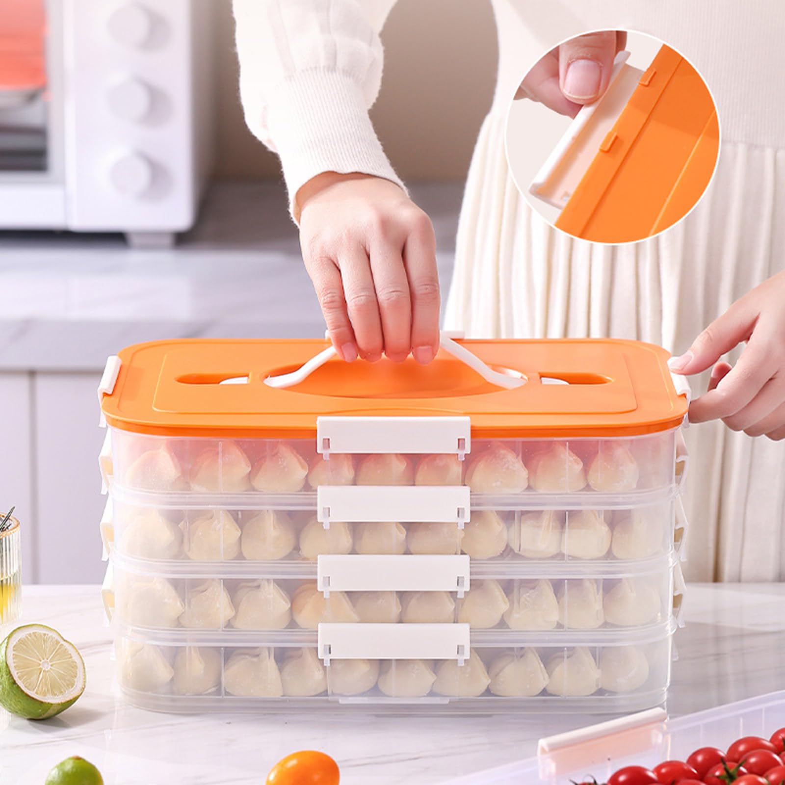 Design Antisciplice Porta Stoccaggio Alimentare Contenitore Stoccaggio Alimentare con Chiusura per Gnocchi E