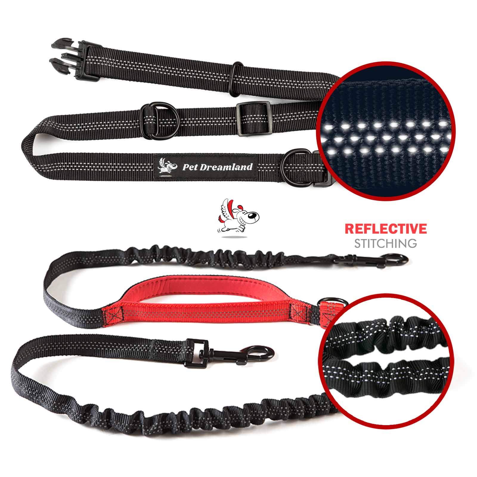 Laisse rétractable mains libres avec système triple élastique parfait pour la course, la marche ou le jogging avec votre chien (disponible pour petits ou grands chiens)