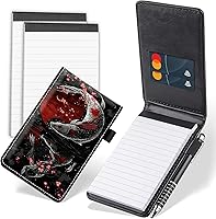 Vista 1 de Juego de 4 mini bloc de notas de bolsillo, diseño de pez Koi japonés de piel sintética, soporte para notas con 2 ranuras para tarjetas, 1 lápiz