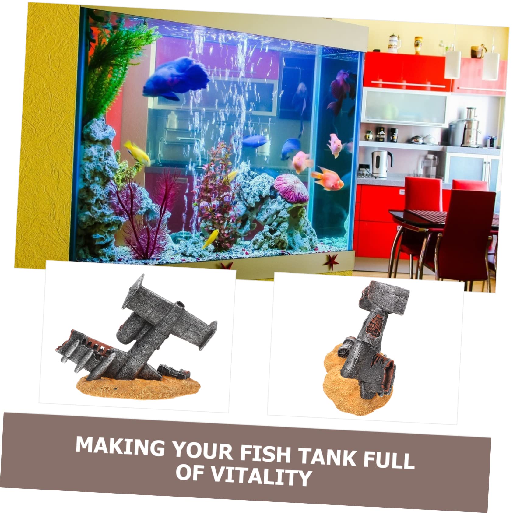 Happyyami Adorno De Acuario De Naufragio Decoración Lifelike para Peceras Accesorio De Escenografía para Tanques De Peces y Decoración De Oficina
