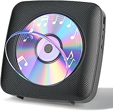 Gueray Portable Bluetooth CD Player 1800mAh Desktop CD Player for Home CD Players with Two Speakers Remote Control Dustproof Cover FM Radio Display Timer USB Aux-Black
