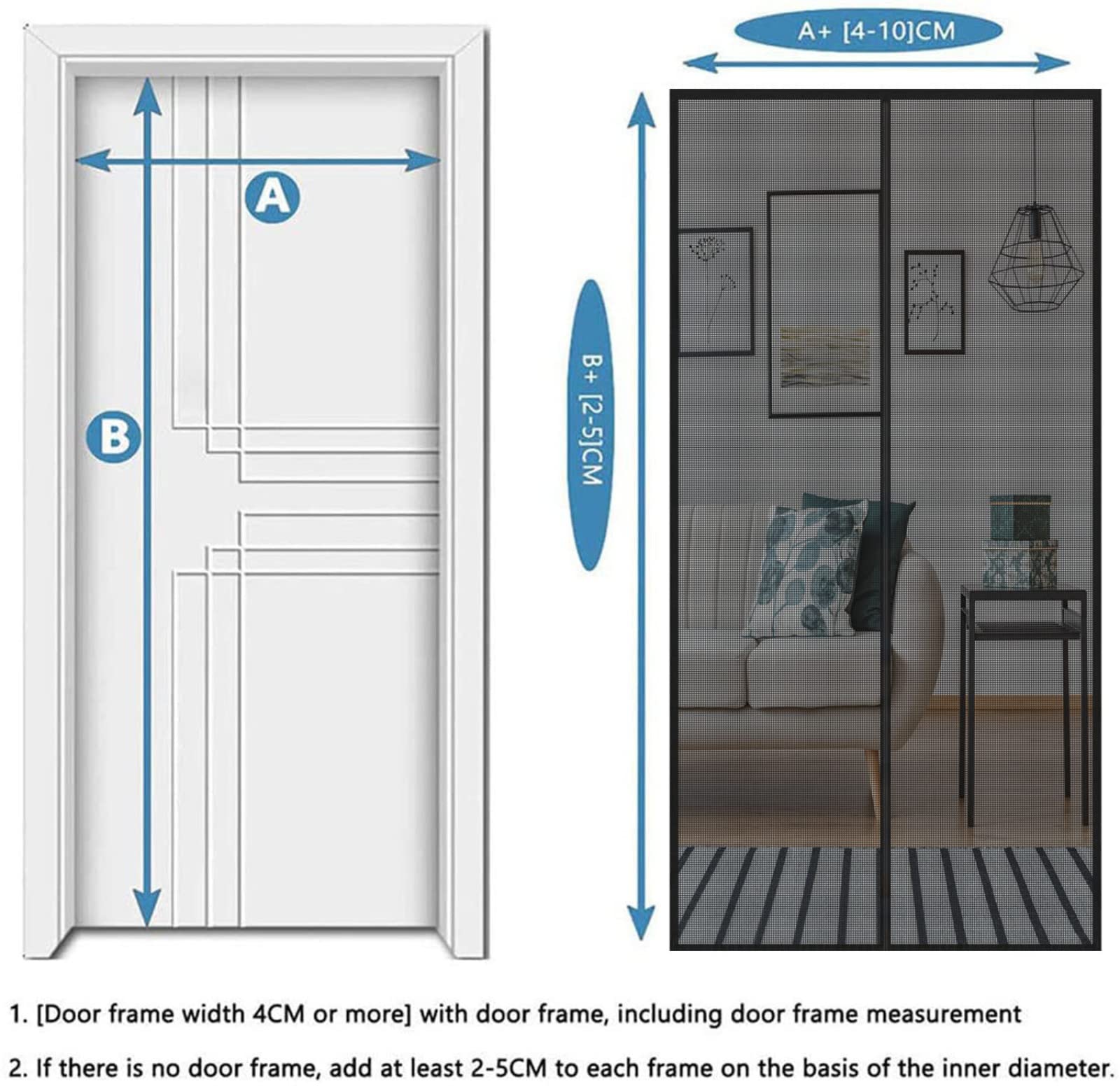 Zanzariera Magnetica Per Porte 70x205cm | Chiusura Automatica | Facile Installazione | Bianco/Nero - Foto 11
