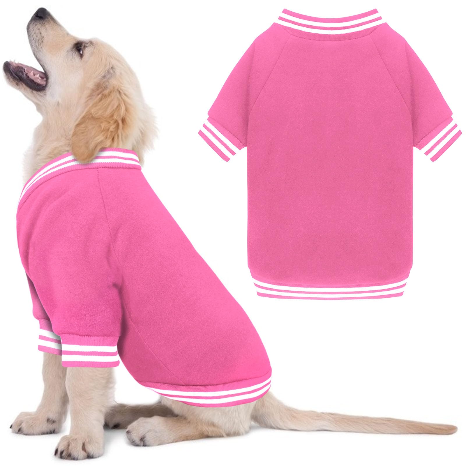 Hundepullover aus gebürstetem Fleece, Baseballjacke, weich, warm, Haustier-Sweatshirt, Hundepullover für kleine Hunde, Welpenpullover, Jungen, Mädchen, Haustier (Rosa, Größe XS)