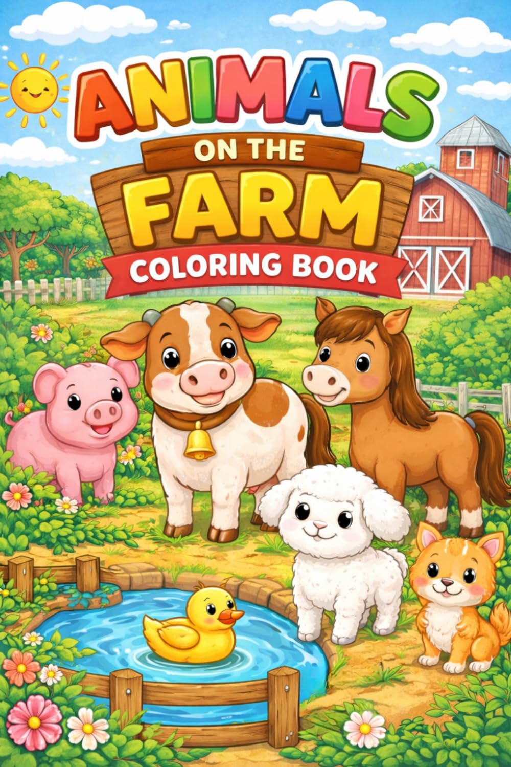 ANIMALS ON THE FARM COLORING BOOK: EASY AND FUN FOR KIDS AGES 4–8