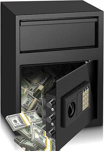 Caja fuerte de depósito digital, caja fuerte de depósito con teclado grande, ranura gruesa, llaves de acero de respaldo