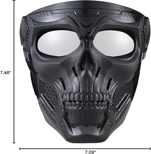 Miniatura 8 de Máscara de Airsoft de paintball máscara táctica de cara completa adecuada para ATV motocicleta ciclismo esquí Halloween juego CS cosplay máscara de