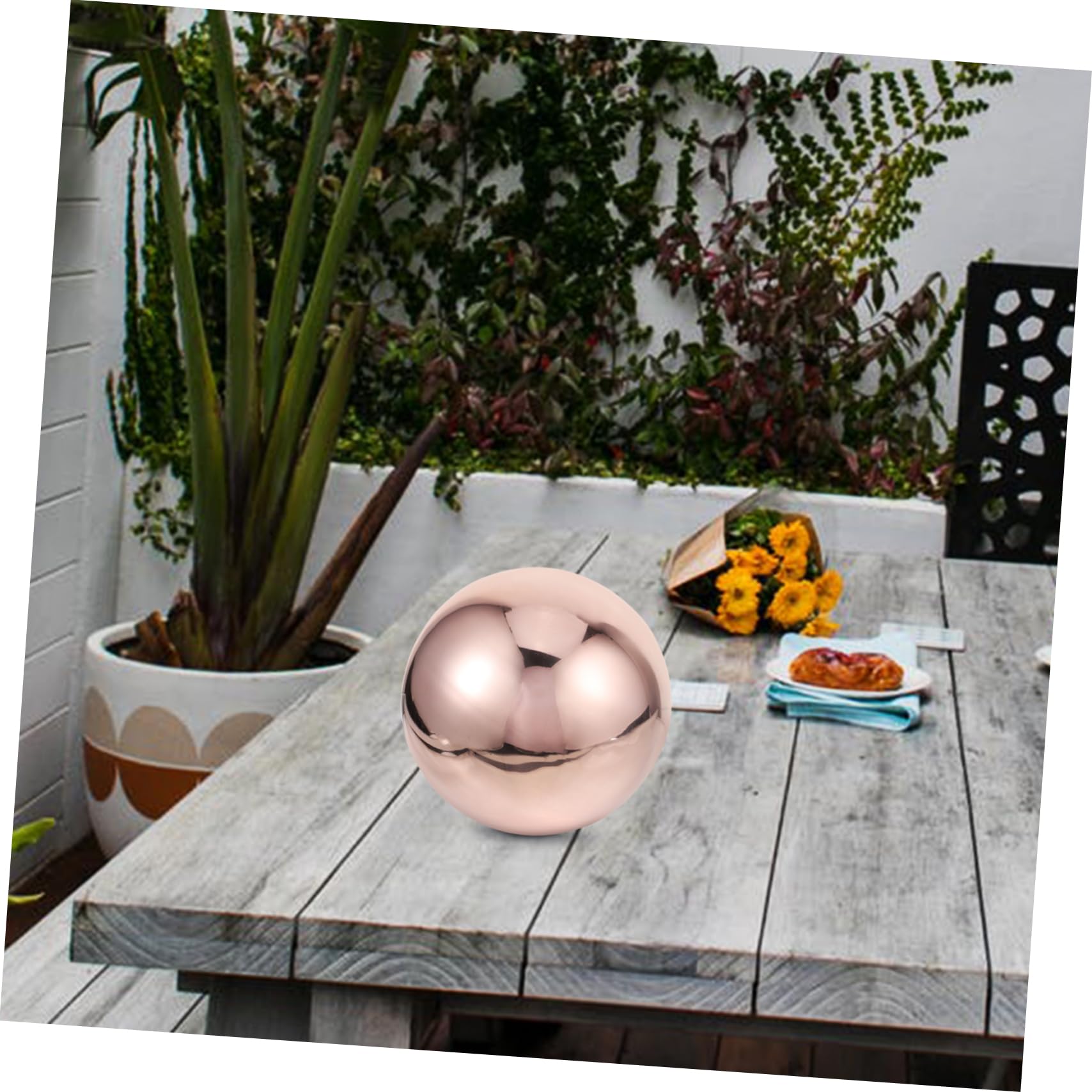 ifundom Sfera Decorativa da Giardino in Acciaio Inox, Palla Riflettente Lucida 304, per Esterni e Muro, Elegante e Resistente