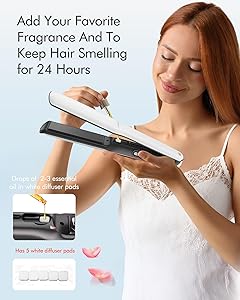 Betahouse Flat Iron Hair Straightener and Curler 2 in 1 with Cooling Air Vents and Add Essential Oil, 1 Inch Titanium Straightening Curling Iron Airflow Styler 3 Temp UP to 450 Dual Voltage