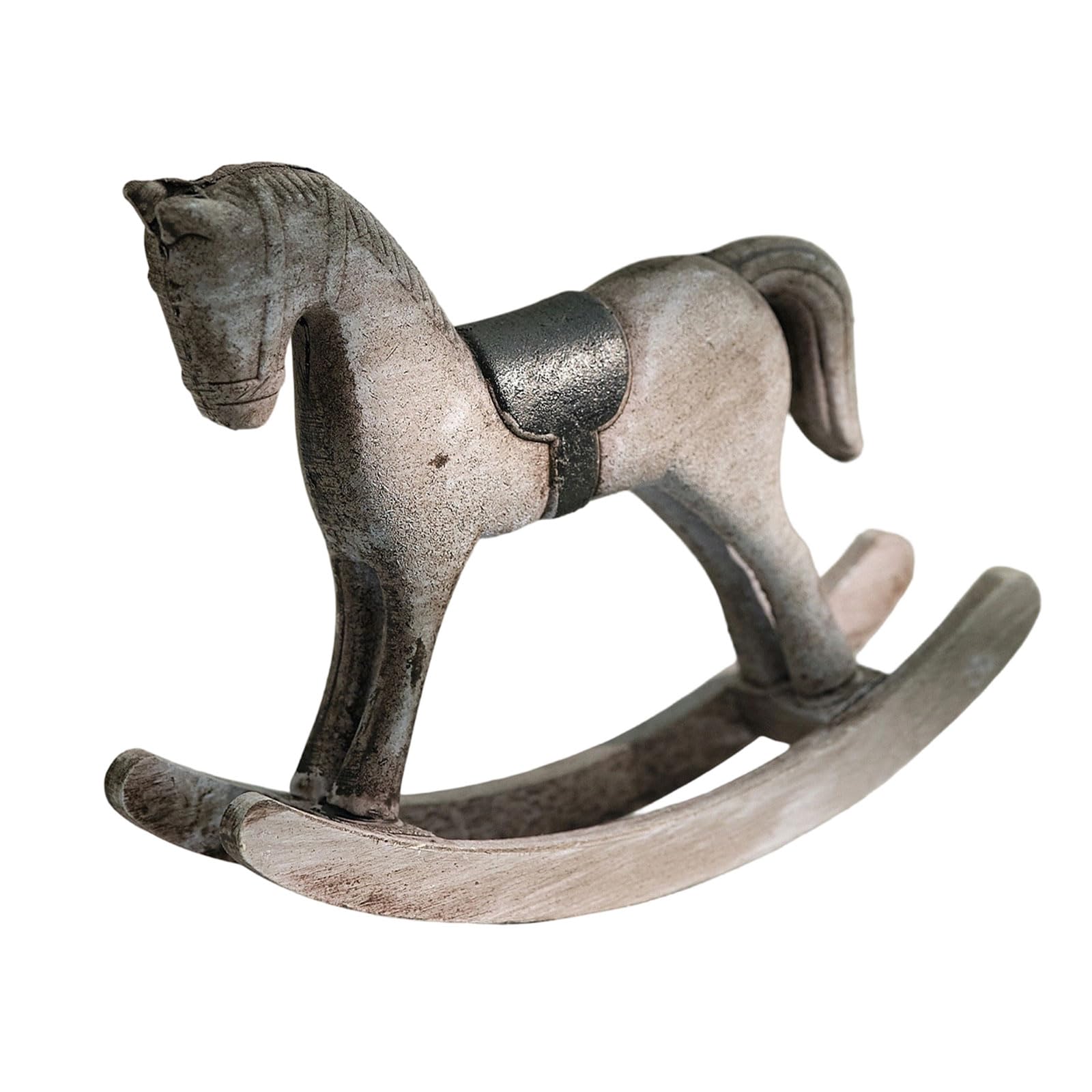 Zbiianxer D Scandinavian Rocking Horse Woo Carving Miniature Statue Elegant Shelf Ecors For Living Room Interior Styling Small Wooden Rocking Horse