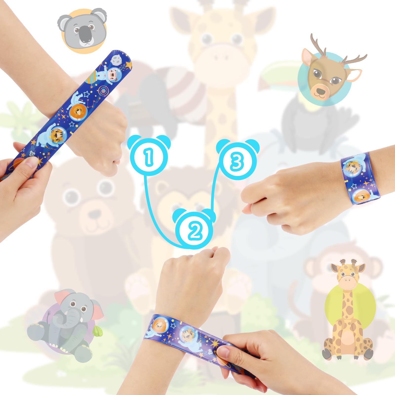 2 Braccialetti Slap Peluche – Koala E Panda Rosso (20cm), Animali Morbidi Giocattolo Per Bambini - 3