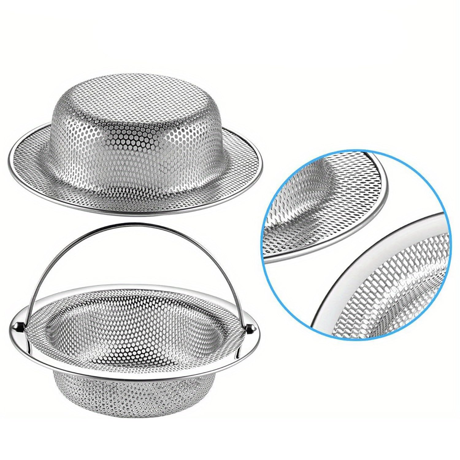 3 Filtri Per Lavello In Acciaio Inox, Colino Anti-Intasamento Per Cucina E Bagno, Diametro 5,2 Cm - 2