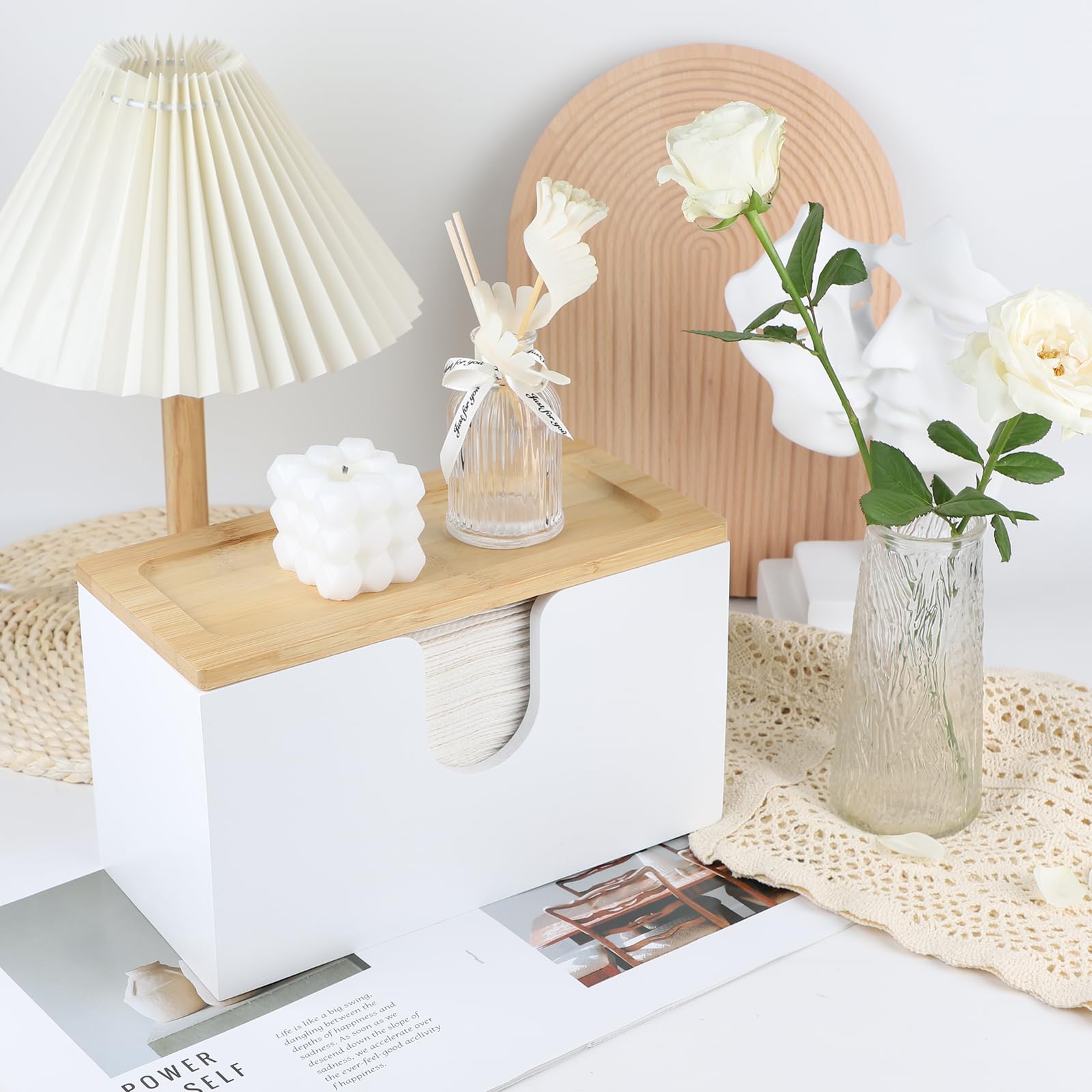 Dispenser Asciugamani Di Carta In Bambù - Da Parete O Tavolo, Nero - Foto 6