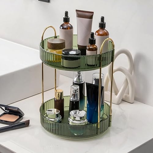 Organizador de maquillaje giratorio de 360, estante giratorio de maquillaje de baño, estante giratorio de gran capacidad para cosméticos, estante de