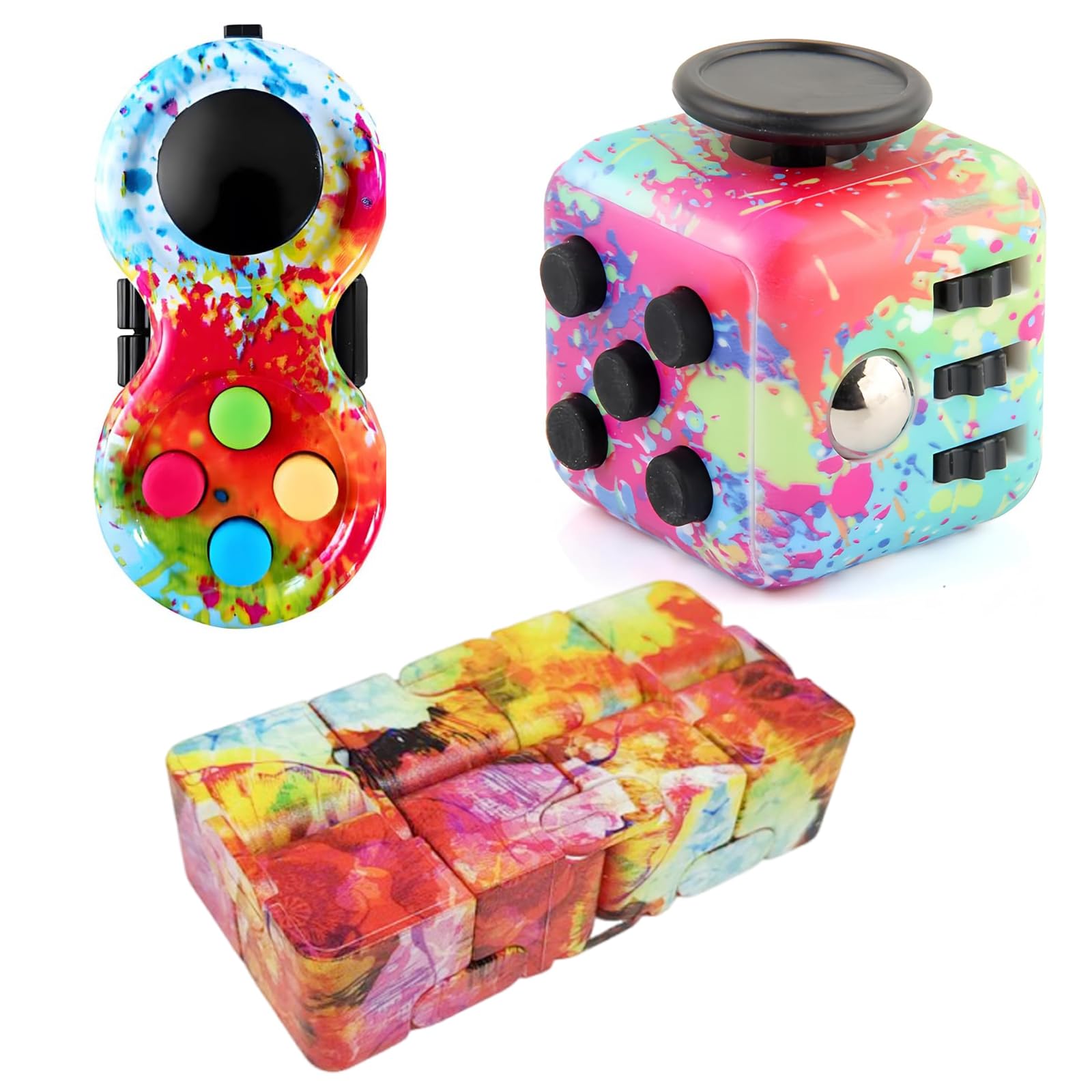 3 Piece Set Fidget Cube Set, Fidget Toys for Stress Relief Fidget Toys for Adults & Kids