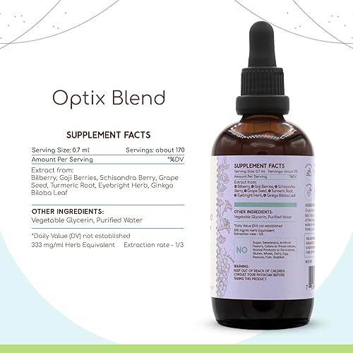 Miniatura 3 de HerbEra Optix Blend B120 - Tintura de extracto sin alcohol arándano, hoja de ginkgo biloba, bayas de Goji, bayas de Schisandra, semillas de uva,
