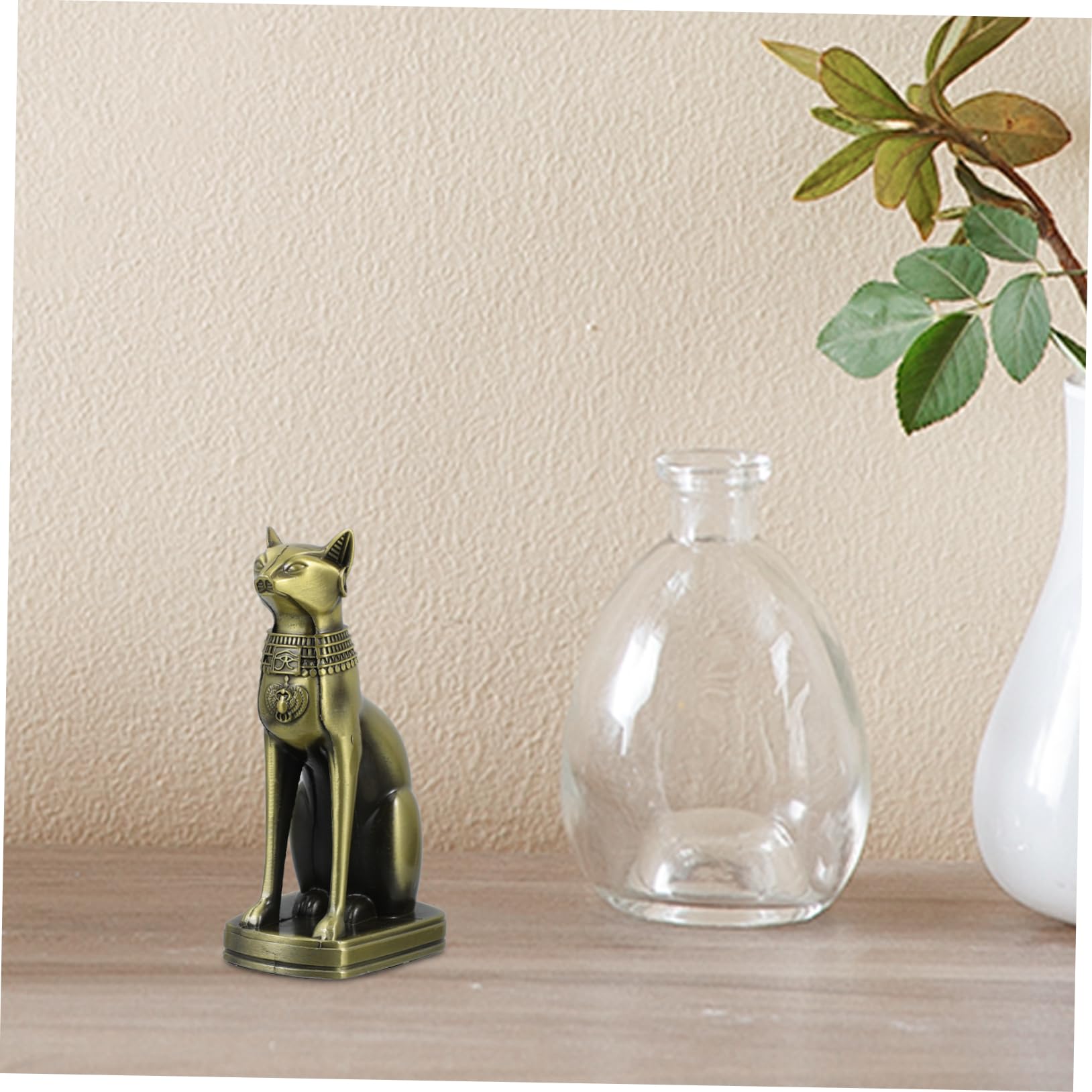 Statue De Chat Égyptien Antique En Métal - Figurine Bastet Vintage 15cm Pour Décoration Maison, Bureau Et Collection