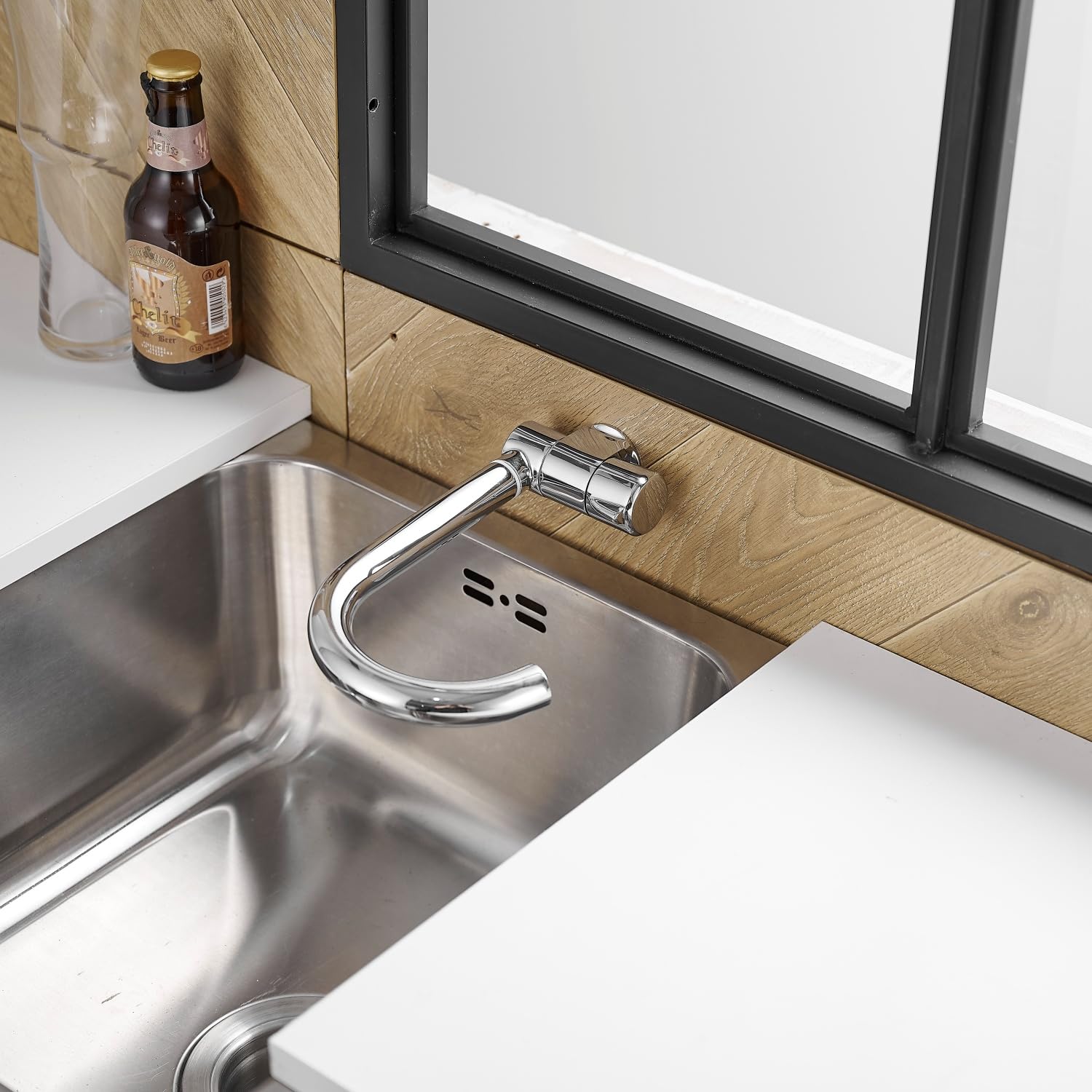 Grifo Plegable, Grifo de Agua Fría para Barra de Bar 360 Grados de Rotación para RV, Autocaravana, Barco, Acampador, Grifo de Cocina para Hogar, Barco, Yate, Camping
