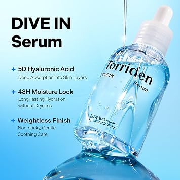 Torriden DIVE IN Hyaluronic Acid Serum for Deep Hydration | Korean K-Beauty Glass Skin Plump Glow | Lightweight Fast-Absorbing Face Serum 50ml (1.69 fl.oz.)