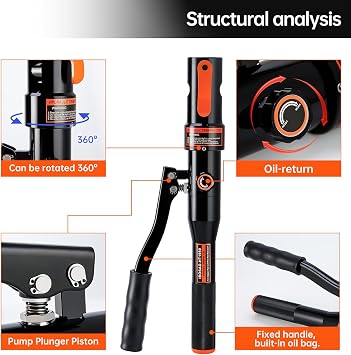 Hydraulic Copper Pipe Tube Fittings Crimping Tools with1/2,3/4,1 Dies for copper Pipe and F877 Stainless PEX Press Sleeves,3/8,1/2,5/8,3/4,1 Dies for ASTM F1807 Pex Pipe Copper Ring